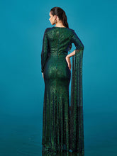 Green Embroidered Sequin Mermaid Formal Dress